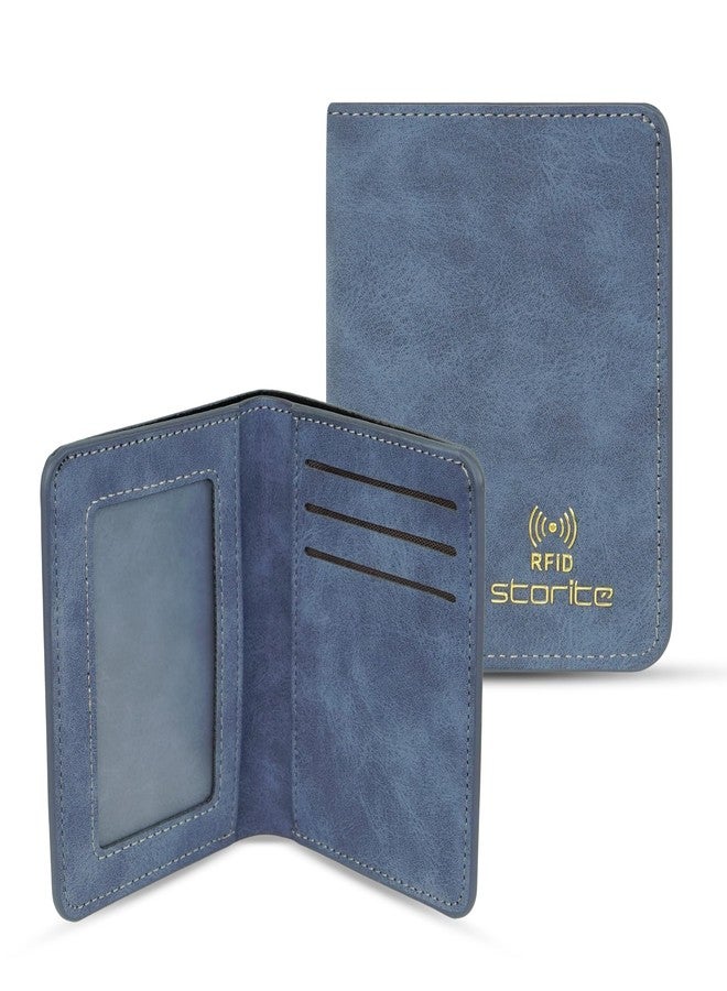 Storite Men's PU Leather RFID Protected Slim Bi-Fold Money Credit Card Holder Wallet Purse (Blue-11 x 8.5 x 0.8cm) - Image 1